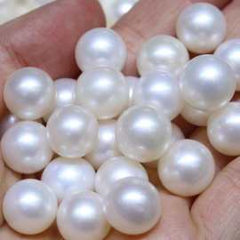 天然淡水珍珠 11-12mm大珍珠裸珠散珠正圆强光极微暇工厂直销批发